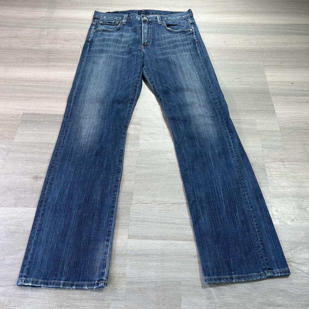 Citizens Of Humanity Sid Jeans Mens 31x34 Blue Straight Stretch Denim Med Wash